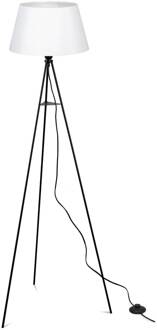 vloerlamp vloerlamp, stoffen kap, wit wit, zwart