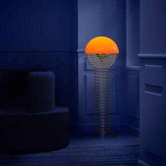 vloerlamp Wire, oranje chroom, oranje