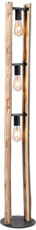 Vloerlamp Woody - Naturel Hout | Zwart Metaal Bruin