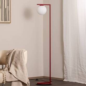Vloerlamp Zac, opaal/wijnrood, 1-lamp wijnrood, opaal