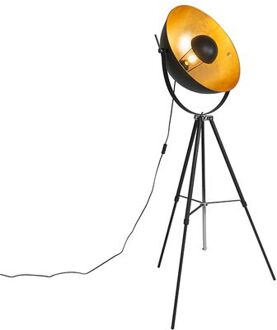 Vloerlamp zwart met goud 51 cm verstelbaar tripod - Magnax