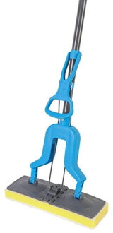 Vloermop - zelfuitwringend - blauw - 125 cm - sponsmop - vloermopset - inclusief spons