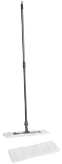 Vloermopset met steel en 2x microvezelmop / vlakmop 45 x 15 cm
