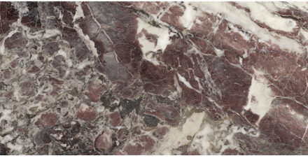 Vloertegel Ape Grupo Breccia Viola 60x120 cm Gepolijst Rood Marmerlook Ape Grupo