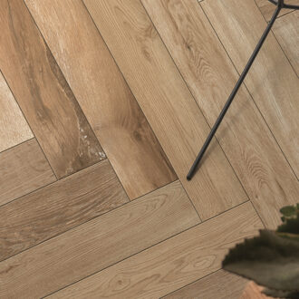 Vloertegel Mara Treverk Fusion M005 Visgraat Neutral 10x70 cm Flamina