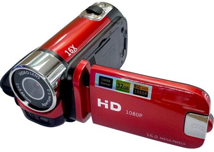 Vlog Camera 1080P Full Hd 16 Miljoen Pixel Dv Camcorder Digitale Video Camera Screen 16X Night Schieten Zoom Digitale zoom rood