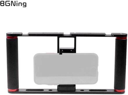 Vlog Video Camera Cage Rig Dual Handvat Grip Stabiele Beugel Voor Mic Licht Koud Shoe Mount Mobiele Telefoon Clip Voor filmmaken Vlog