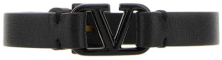 VLogo Signature Leren Armband Valentino Garavani , Black , Heren - ONE Size