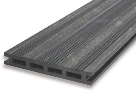 Vlonderplank composiet 14,5 cm FSC antraciet (2,25 mtr) vlak en grove ribbel