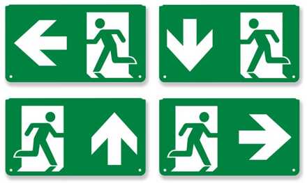 Vluchtwegsticker set voor Tumu noodverlichting - Richtingen boven/onder/links/rechts Wit/Groen