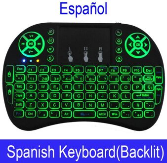 Vmade I8 Mini Draadloze Backlit Toetsenbord 2.4Ghz Russisch Engels Spaans 3 Kleur Air Mouse Voor Laptop Smart Mini Android tv Box i8 Spanish Keyboard