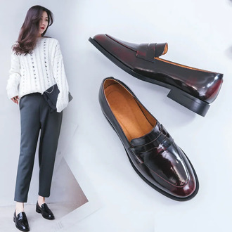 VNGULL Real Leather shoes British style brock small shoes, leather shoes, loafers, lazy shoes, casual, simple college style