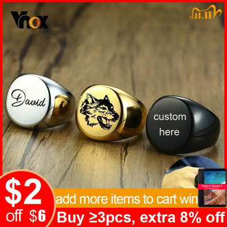 Vnox 20mm Chunky Personalize Round Top Signet Ring for Men Glossy Heavy Stainless Steel Stamp Ring Punk Male Boy Custom Gifts