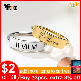 Vnox 5mm Customized Signet Ring for Women Minimalist Metal Stainless Steel Finger Band Elegant Chic Party Jewelry Unique Gift