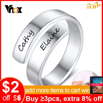 Vnox Adjustable Wrap Women Rings Personalized Ring Stainless Steel Birthday Graduation Creative Custom Gifts for Girls
