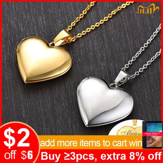 Vnox Always in My Heart Photo Frame Necklaces for Women Free Custom Engrave Stainless Steel Promise Keepsake Gifts Jewelry