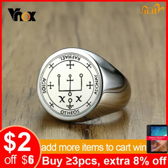 Vnox Archangel Raphael Sigil Divine Healer Custom Mens Ring Stainless Steel God Heals Band Chunky Signet Ring Anti Allergy