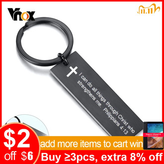 Vnox Black Stainless Steel Personalize Engrave Bar Key Chain Custom Father Husband Boyfriend Gifts for Him