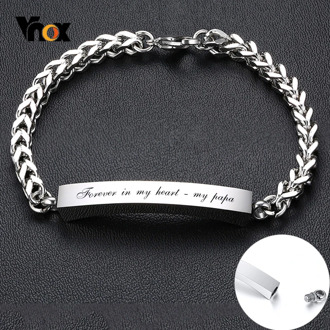 Vnox Can Open Tube Urn Bracelets for Women Men Customize Name Words Memorial Bangle Stainless Steel Foxtail Link Chain Wristband