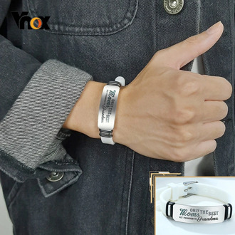 Vnox Casual Personalize Engrave Family Love Silicone Bracelets for Women Men Jewelry Custom Stainless Steel ID Tag Gifts