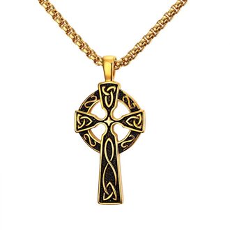 Vnox Cross Ketting Hanger Religie Rvs Metalen Sieraden 24" Goud-kleur