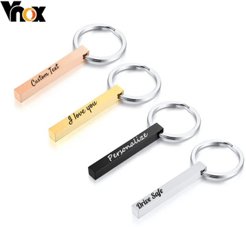 Vnox Custom 1-4 Sides Engrave 3D Bar Vertical Key Chains for Men Women Minimalist Stainless Steel Personalized Gifts Jewelry