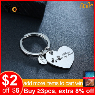 Vnox Custom Engrave Stainless Steel Key Chains for Memorial Family Love Gifts Personalized Special Date Jewelry