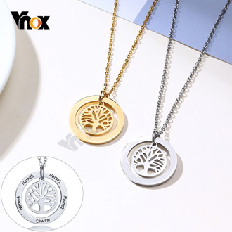 Vnox Custom Family Names Vintage Life of Tree Necklaces for Women Men 1-5 Names Personalize Father Son Mother Daughter BFF Gifts