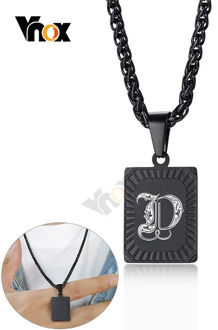 Vnox Custom Initial Letter A B C to Z Charm Pendant Necklaces for Men Women Jewelry with Stainless Steel Wheat Link Chain 24"