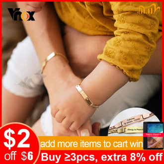 Vnox Custom Mom & Baby Bracelet Adjustable Stainless Steel Link Chain Bracelet New Born Child Boys Girls Bangle Women Jewelry