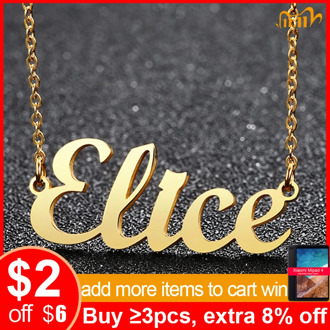 Vnox Custom Name Necklace Personalized Customized Nameplate Pendant for Women Silver Gold Color