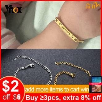 Vnox Custom Name Phone Bracelets for Baby Girl Boy Anti Allergy Stainless Steel Child Kids Emergency Contact Bracelet Jewelry