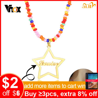 Vnox Custom Name Women Necklaces Star Pendant Stainless Steel Metal Personlaized Initial Jewelry Elegant Anniversary Gift