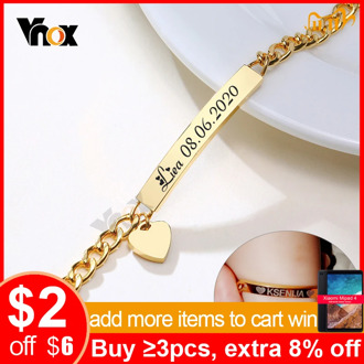 Vnox Custom Personalize Baby Name Bracelet Anti Allergy Stainless Steel Chain Adjustable Infant Baptism Gifts to Girls Boys