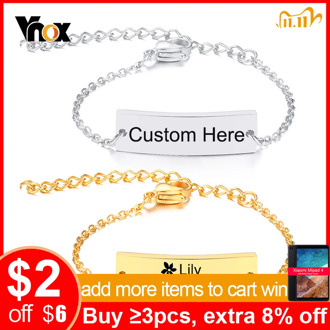 Vnox Customize Kids ID Bracelets for Girls Boys Baby Anti Allergy Stainless Steel Bangle Engrave Children Emergency Contact Name