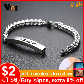 Vnox Customize Name Cremation Memorial Urn Bracelet Never Faded Stainless Steel Women Bracelet Personalized Gift