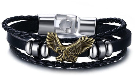 Vnox Eagle Flying Mannen Armband Kralen Charms Pu Lederen Armbanden & Armbanden Vrouwen Vintage Sieraden