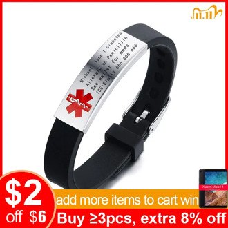 Vnox Engravable Medical Alert ID Bracelet DIABETES EPILEPSY ALZHEIMER'S ALLERGY SOS Women Men Personalized Jewelry