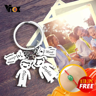 Vnox Family Love Key Chains Free Personalize Engrave Dad Mom Family Kids Pets Names Custom Stainless Steel DIY Gifts