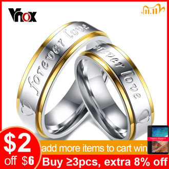 Vnox Forever Love Wedding Ring for Women Men 6mm Stainless Steel Engagement Promise Ring Heart Valentine's Day Jewelry