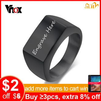 Vnox Free Custom Engrave Rings for Men Big Width Signet Ring Stainless Steel Male Jewelry