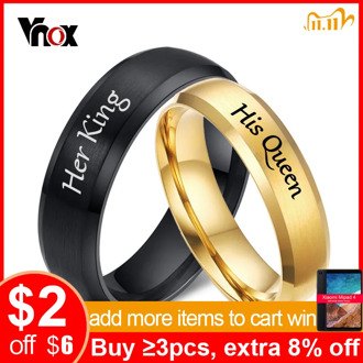Vnox Free Engraving Wedding Rings for Women Men Stainless Steel Matt Anniversary Band Personalized Gift His Queen Her King