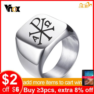 Vnox Free Personalized Stamp Ring For Men 18mm Stainless Steel Signet Band Fraternal Rings Gentleman Anel Custom Gift for Him