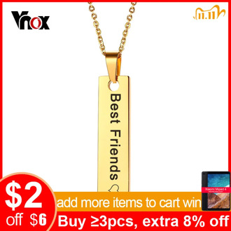 Vnox Gold Tone Bar Necklace Pendant Gifts for Her Free Engraving Personalized Name Date Love Words Necklaces