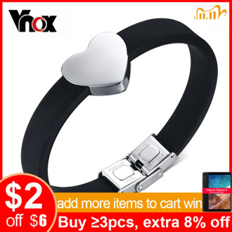 Vnox Heart Bracelet Bangle for Women Free Engrave Personalized Name Logo