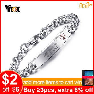 Vnox Medical Alert ID Bracelets for Women Men Just throw me in the trash Bracelet Anti Allergy Stainless Steel Jewelry