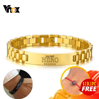Vnox My Dad HERO Bracelets Personalized Quotes Men Bracelet Qualified Stainless Steel ID Bangle Father's Day Gift 19.5cm/21cm
