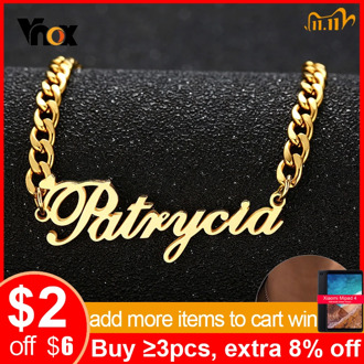 Vnox Name Necklace Personalized Customized Women Men Sweetheart Gifts Party Jewelry