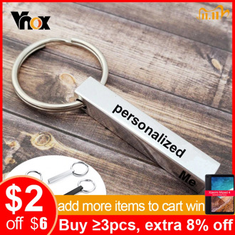 Vnox Personalized Bar Key Chains for Men Women Custom Engraved DIY Info Family BFF Gifts Jewelry