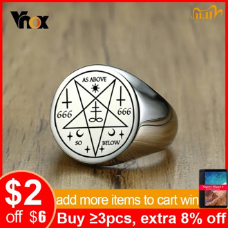 Vnox Personalized Mens Signet Ring Leviathan Cross Stamp Stainless Steel Chunky Fraternal Rings Anti Allergy Custom Gift for Him